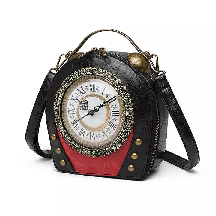 Steampunk klok-tas, zilver/grijs