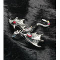 Drakenbroche zilver/zwart