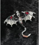 Drakenbroche zilver/zwart